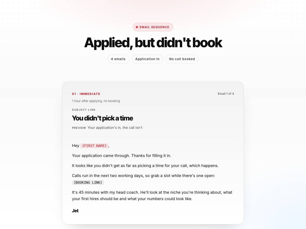 Applied, not booked preview