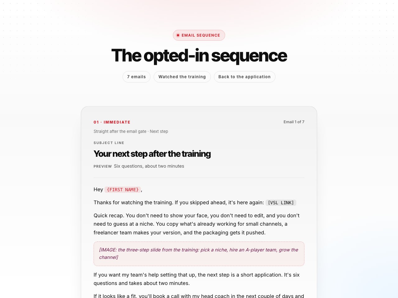 Opted-in sequence preview