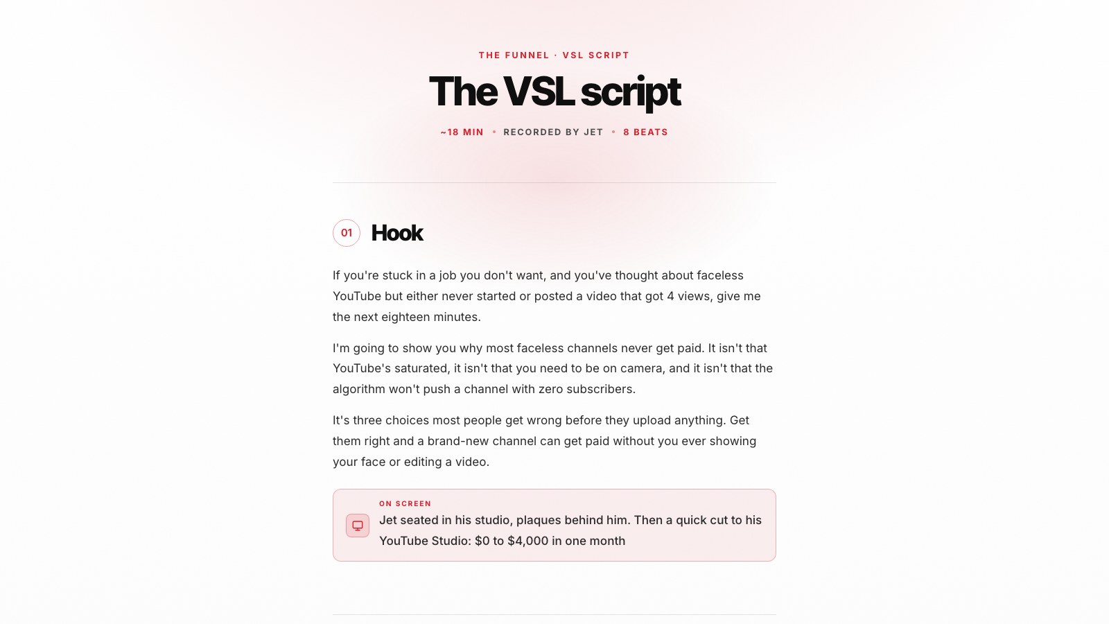The VSL script preview